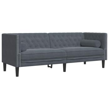 Sofa Set 3 pcs Dunkelgrau Samt