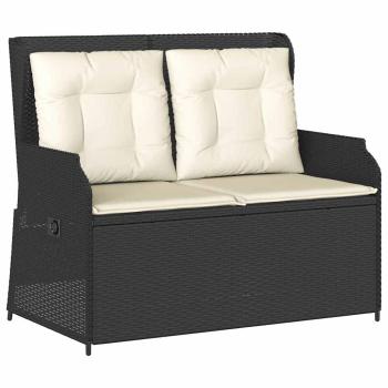 Gartenbank mit Kissen Schwarz Poly Rattan