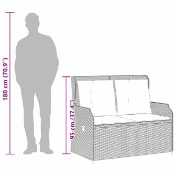 Gartenbank mit Kissen Schwarz Poly Rattan