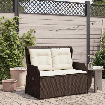 ARDEBO.de - Gartenbank mit Kissen Braun Poly Rattan