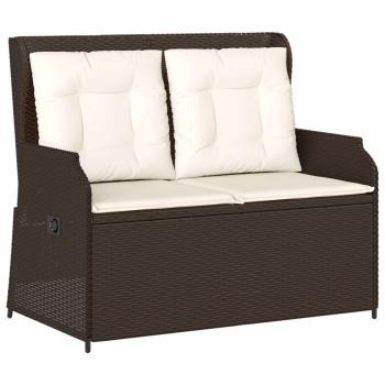 Gartenbank mit Kissen Braun Poly Rattan