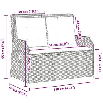 Gartenbank mit Kissen Braun Poly Rattan
