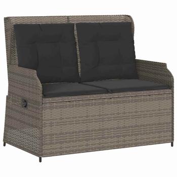 Gartenbank mit Kissen Grau Poly Rattan