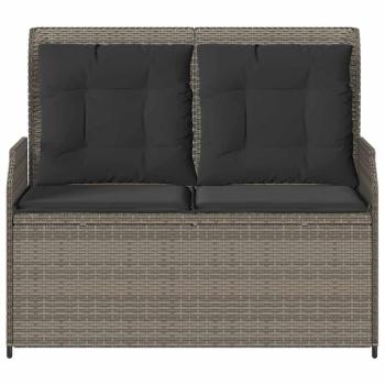 Gartenbank mit Kissen Grau Poly Rattan