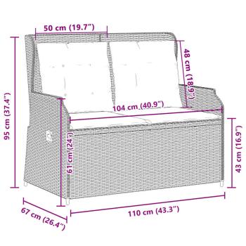 Gartenbank mit Kissen Grau Poly Rattan