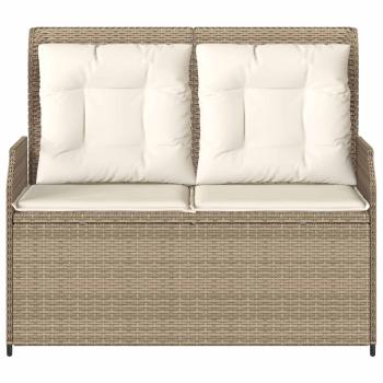 Gartenbank mit Kissen Beige Poly Rattan
