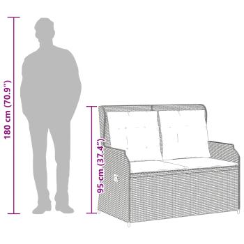 Gartenbank mit Kissen Beige Poly Rattan