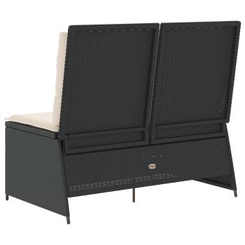 Gartenbank mit Kissen Schwarz Poly Rattan
