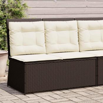 Gartenbank mit Kissen Braun Poly Rattan