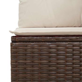 Gartenbank mit Kissen Braun Poly Rattan