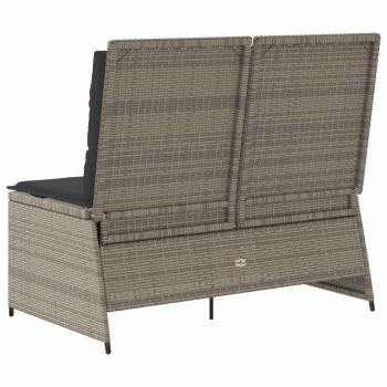 Gartenbank mit Kissen Grau Poly Rattan