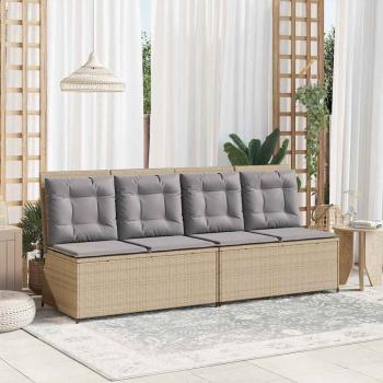 ARDEBO.de - Gartenbank mit Kissen Beige Poly Rattan