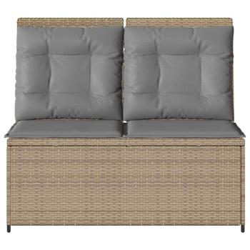 Gartenbank mit Kissen Beige Poly Rattan