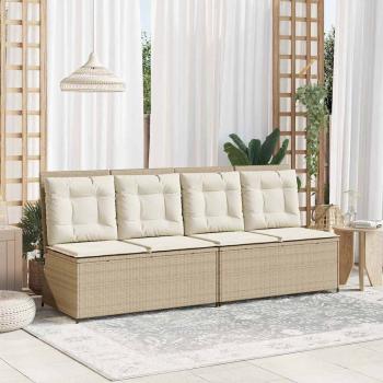 ARDEBO.de - Gartenbank mit Kissen Beige Poly Rattan