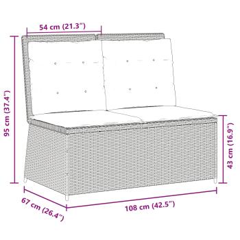 Gartenbank mit Kissen Hellgrau Poly Rattan