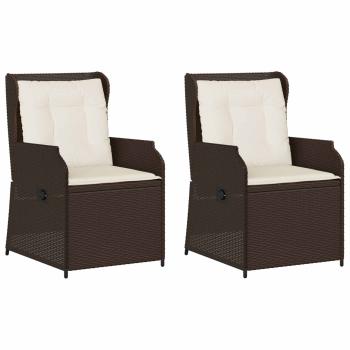 Gartenbank mit Kissen 2 pcs Braun Poly Rattan