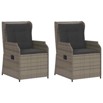 Gartenbank mit Kissen 2 pcs Grau Poly Rattan