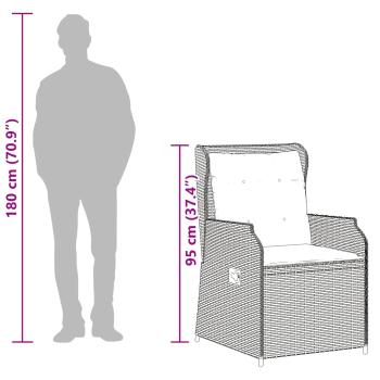 Gartenbank mit Kissen 2 pcs Grau Poly Rattan