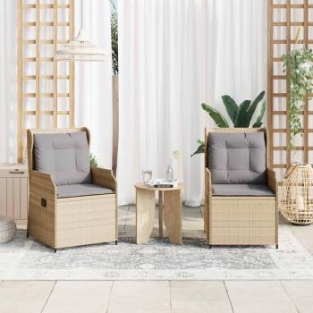 ARDEBO.de - Gartenbank mit Kissen 2 pcs Beige Poly Rattan