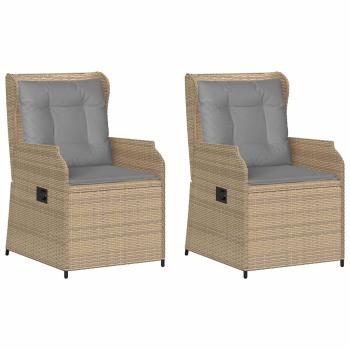 Gartenbank mit Kissen 2 pcs Beige Poly Rattan