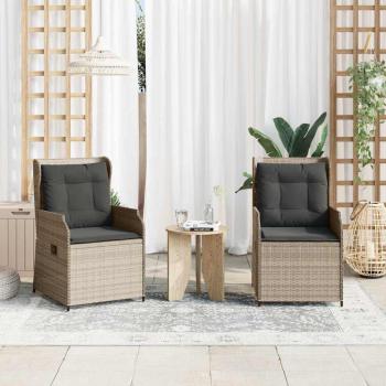 ARDEBO.de - Gartenbank mit Kissen 2 pcs Hellgrau Poly Rattan