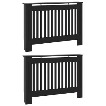 Heizkörperabdeckung 2 pcs Schwarz 112 x 19 x 81.5 cm