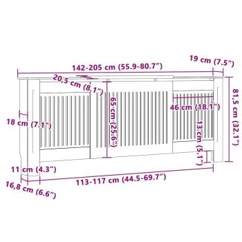 Heizkörperabdeckung 2 pcs Schwarz (142-205) x 20.5 x 81.5 cm