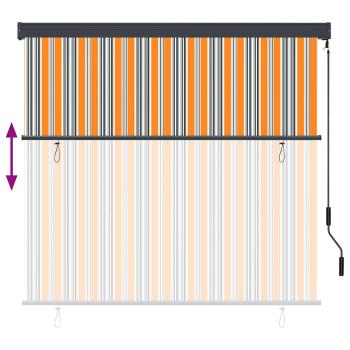Outdoor Rollo Gestreift Gelb und Blau 180 x 250 cm Stoff