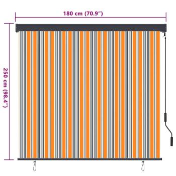 Outdoor Rollo Gestreift Gelb und Blau 180 x 250 cm Stoff