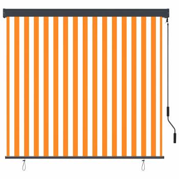 Outdoor Rollo Gestreift Orange und Weiß 180 x 250 cm Stoff