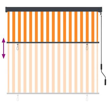 Outdoor Rollo Gestreift Orange und Weiß 180 x 250 cm Stoff