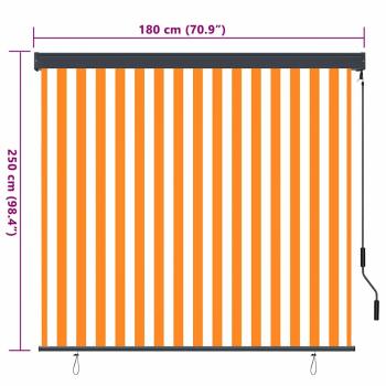 Outdoor Rollo Gestreift Orange und Weiß 180 x 250 cm Stoff
