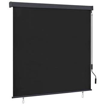 ARDEBO.de - Outdoor Rollo Gestreift Anthrazit 180 x 250 cm Stoff