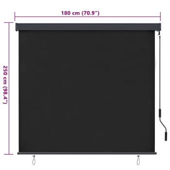 Outdoor Rollo Gestreift Anthrazit 180 x 250 cm Stoff