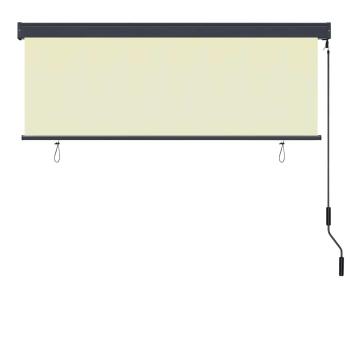 Outdoor Rollo Gestreift Verstellbar Creme 180 x 250 cm Stoff