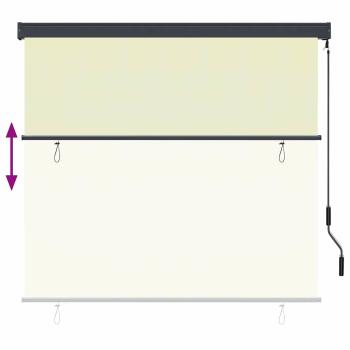 Outdoor Rollo Gestreift Verstellbar Creme 180 x 250 cm Stoff