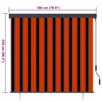 Outdoor Rollo Gestreift Orange und Weiß 180 x 250 cm Stoff