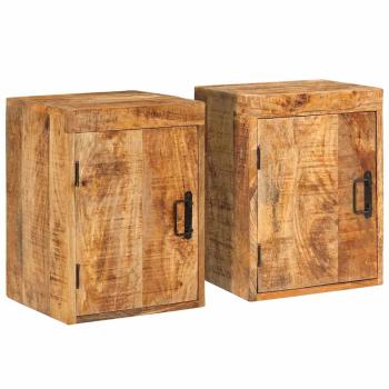 ARDEBO.de - Nachttisch 2 pcs Braun 35 x 33 x 48 cm Massives Mango-Holz