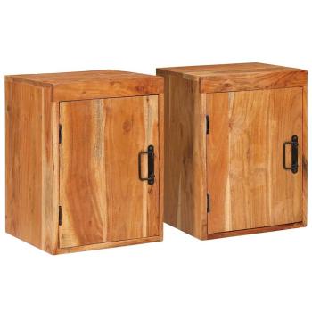 ARDEBO.de - Nachttisch 2 pcs Braun 35 x 33 x 48 cm Massivholz Akazie