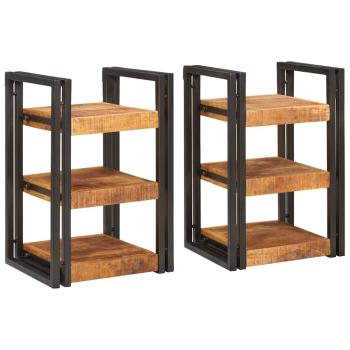 ARDEBO.de - Nachttisch 2 pcs Braun und Schwarz Massives Mango-Holz