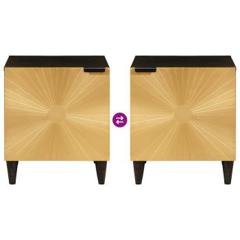 ARDEBO.de - Nachttisch Schwarz und Gold 40 x 33.5 x 46 cm