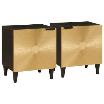ARDEBO.de - Nachttisch 2 pcs Schwarz und Gold 40 x 33.5 x 46 cm