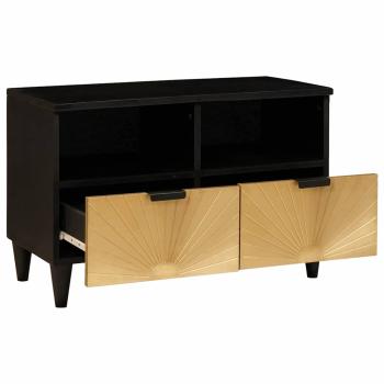 TV-Schränk Schwarz und Gold 70 x 33 x 46 cm massives Mangoholz