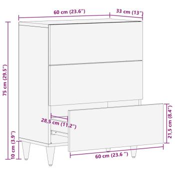 Sideboard Schwarz und Gold 60 x 33 x 75 cm massives Mangoholz