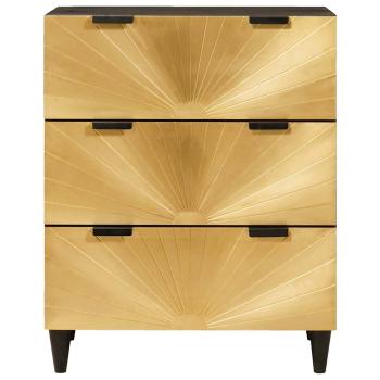 Sideboard Schwarz und Gold 60 x 33 x 75 cm massives Mangoholz