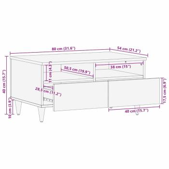 Couchtisch Schwarz und Gold 40 x 33 x 46 cm Holzwerkstoff