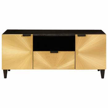 ARDEBO.de - TV-Schränk Schwarz und Gold 105 x 33 x 46 cm massives Mangoholz
