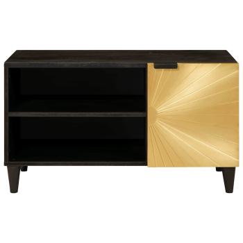 TV-Schränk Schwarz und Gold 80 x 33 x 46 cm massives Mangoholz
