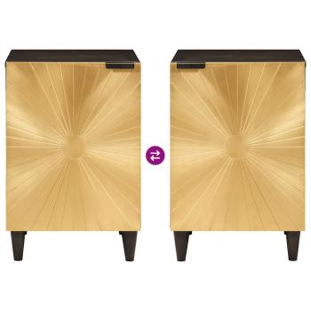Badezimmer Schrank mit Regal Schwarz und Gold 38 x 33 x 58 cm