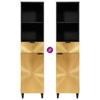 Badezimmer Schrank mit Regal Schwarz und Gold 38 x 33 x 160 cm